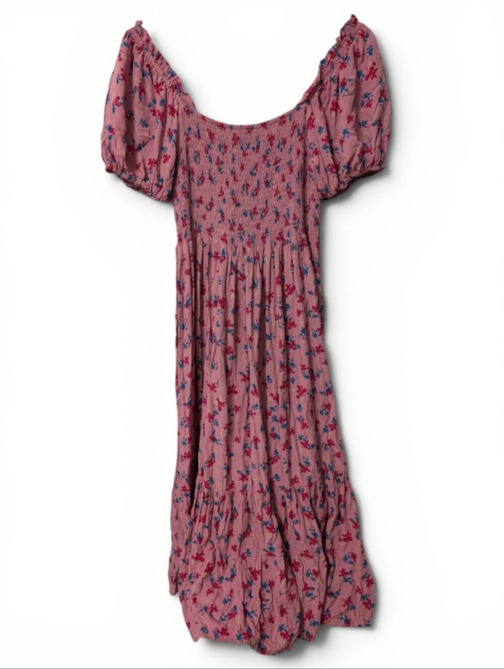 Elloh Smocked Floral Maxi Dress, Dusty Rose - Picture 4 of 8
